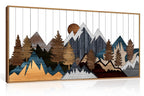 CHDITB Mountain Framed Canvas Wall Art Set of 3, 24"x36" Country Woodcut Style Wall Decor, Forest Nature Wilderness Wall Painting, Large Modern Art Prints for Living Room, Bedroom, Farmhouse, Office