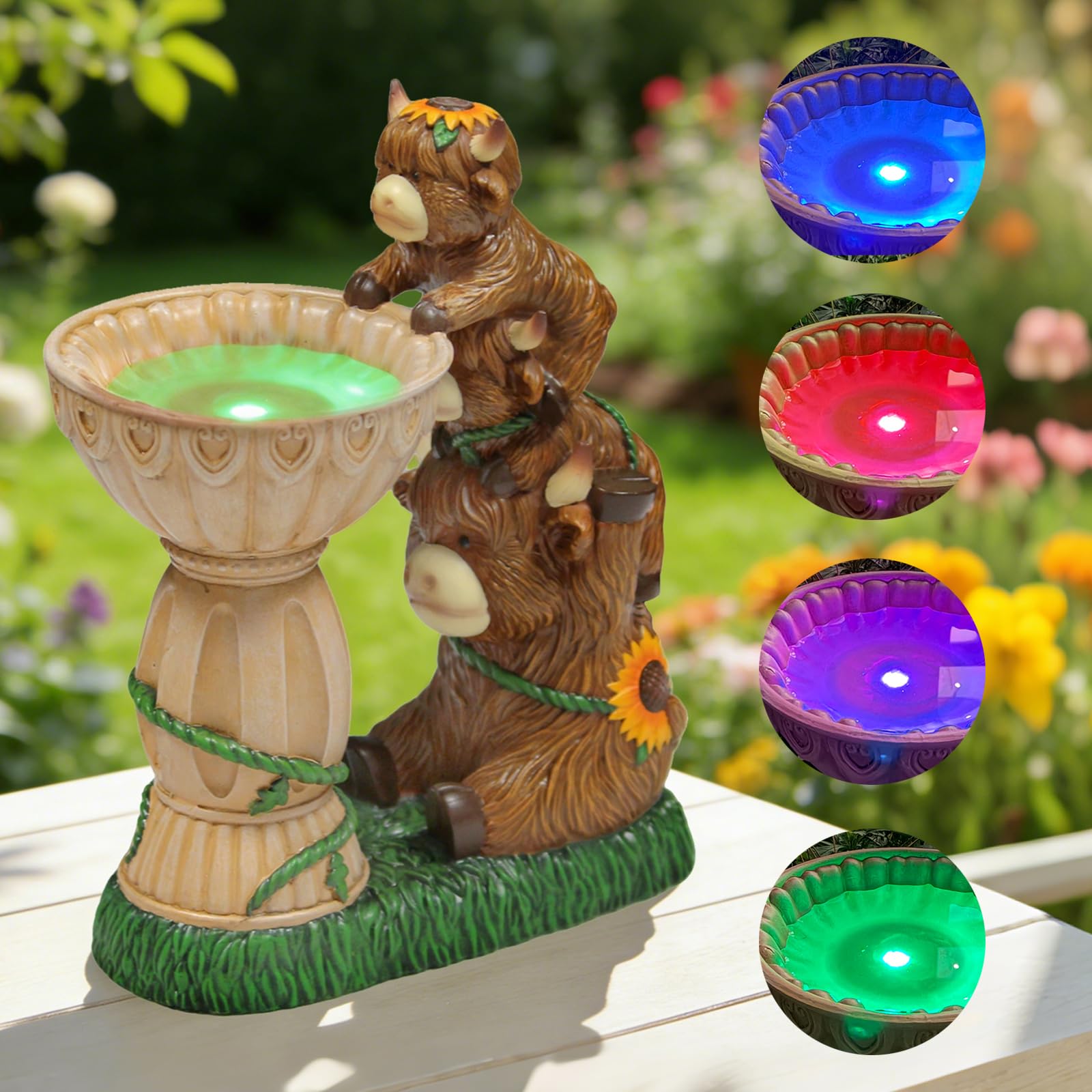 Sheaifun Solar Garden Statues Black Bear Decor Resin Bear Statues Outdoor with Solar Light Animal Figurine for Outside Yard Lawn and Patio Decorations Gardening Gifts for Women 3.5x5.5x6.25 Inch