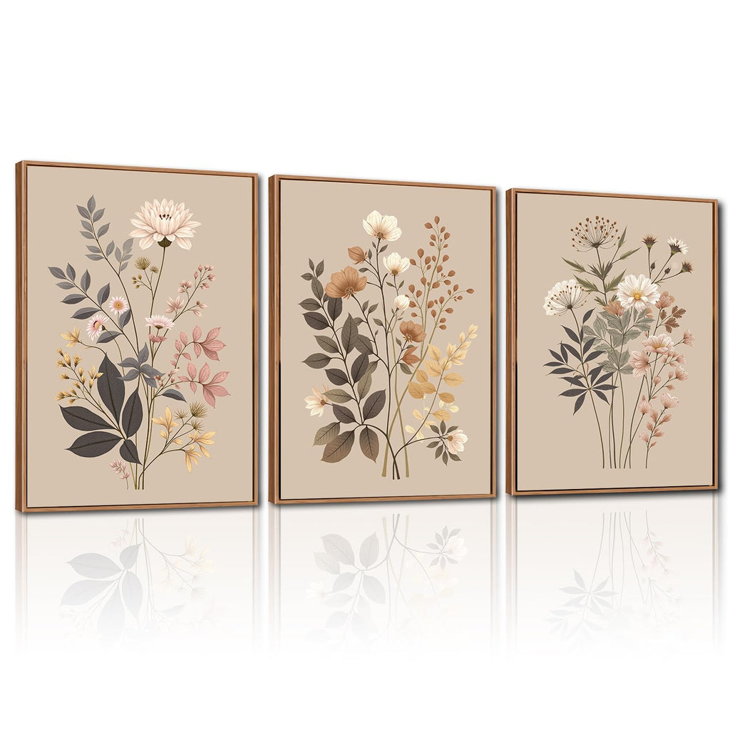 CHDITB Mountain Framed Canvas Wall Art Set of 3, 24"x36" Country Woodcut Style Wall Decor, Forest Nature Wilderness Wall Painting, Large Modern Art Prints for Living Room, Bedroom, Farmhouse, Office