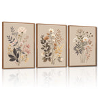 CHDITB Mountain Framed Canvas Wall Art Set of 3, 24"x36" Country Woodcut Style Wall Decor, Forest Nature Wilderness Wall Painting, Large Modern Art Prints for Living Room, Bedroom, Farmhouse, Office