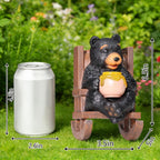 Sheaifun Solar Garden Statues Black Bear Decor Resin Bear Statues Outdoor with Solar Light Animal Figurine for Outside Yard Lawn and Patio Decorations Gardening Gifts for Women 3.5x5.5x6.25 Inch