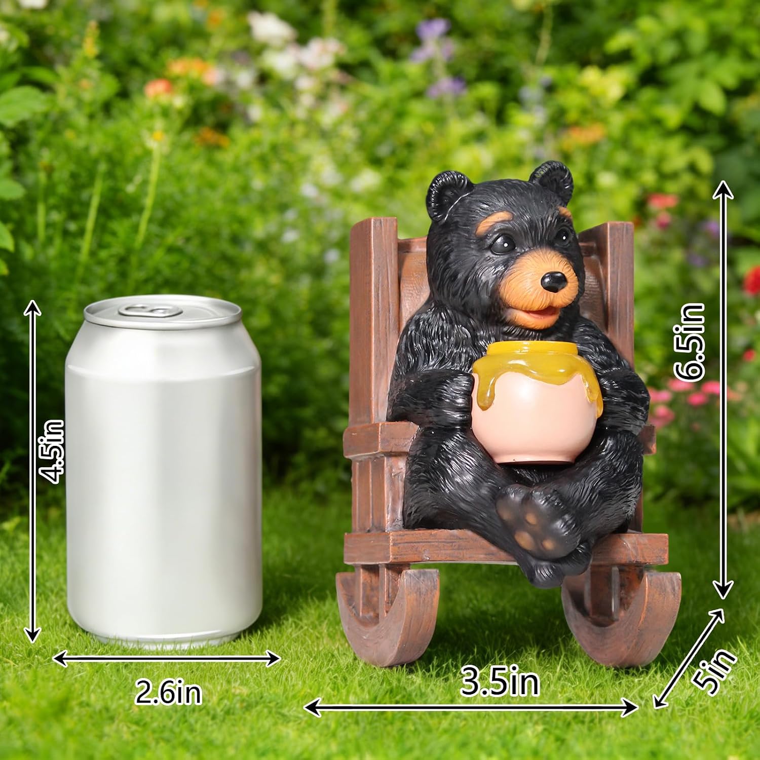 Sheaifun Solar Garden Statues Black Bear Decor Resin Bear Statues Outdoor with Solar Light Animal Figurine for Outside Yard Lawn and Patio Decorations Gardening Gifts for Women 3.5x5.5x6.25 Inch