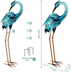 Chisheen Large Metal Blue Heron Crane Garden Statues Bird Decoy Lawn Ornaments for Backyard Pond Patio Porch Outdoor Decor