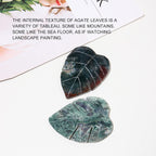 Runyangshi 1PCS Natural Moss Agate Crystal Leaves Sculpture Hand-Carved Large Aquatic Agate Leaf Healing Stone Figurines Healing Reiki Crystal Gemstone Collection Home Decor Desk Decor Gift