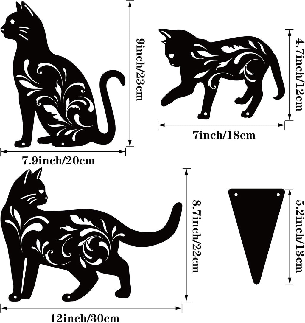 URATOT 3 Pack Metal Cat Garden Statues Black Cat Silhouette Cats Decorative Stakes Garden Outdoor Statues Animal Stakes for Yard Decor and Lawn Ornaments