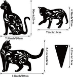 URATOT 3 Pack Metal Cat Garden Statues Black Cat Silhouette Cats Decorative Stakes Garden Outdoor Statues Animal Stakes for Yard Decor and Lawn Ornaments