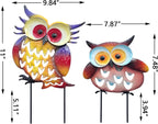 Pack of 2 Metal Fresh Color Owl Garden Statues Silhouette Owl Stakes Decorative Outdoor Statues Animal Sculptures for Yard Décor and Lawn Ornaments, MX202303-1