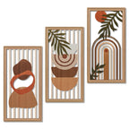 Putuo Decor Boho Mountain Wall Art Set of 3, Rustic Wooden Wall Decor, Nature-Inspired Geometric Artwork, Mid-Century Modern Aesthetic for Living Room, Bedroom, Office Brown 16.5 x 8.6 inch
