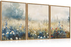Set of 3 16"X24" Woodcut Mountain Pine Forest Sunrise Framed Canvas Wall Art Rustic Boho Wooden Print for Living Room Bedroom Office, Non-3D