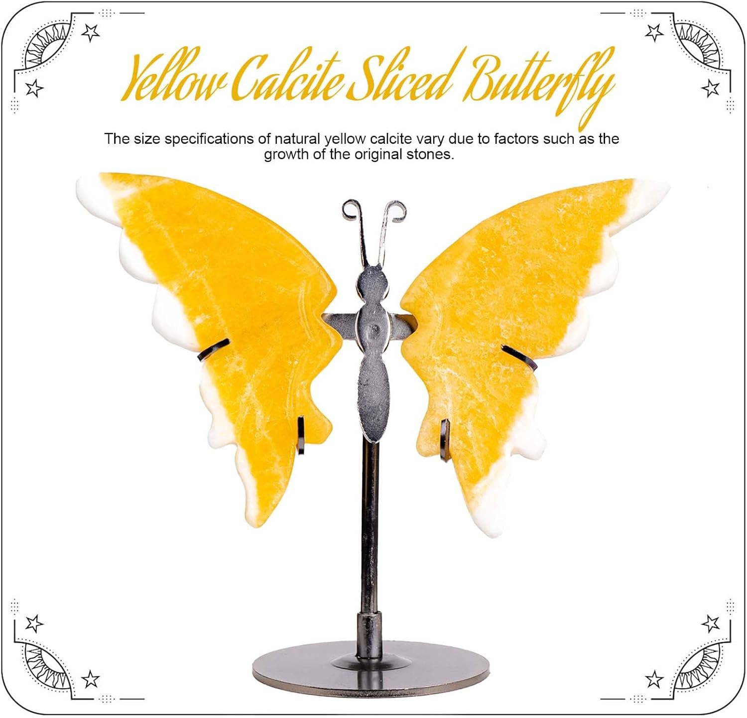 Crystal Butterfly Ornament with Amethyst Agate Yellow Calcite Wings Tabletop Decor for Home Office