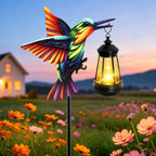 Cat Solar Lights Outdoor, 2 Pack Black Cat Hanging Lantern Waterproof, Cat Lover Gifts for Women Mom Birthday Mother's Day, Metal Garden Statue Yard Decor Patio Pathway Backyard Lawn Ornaments
