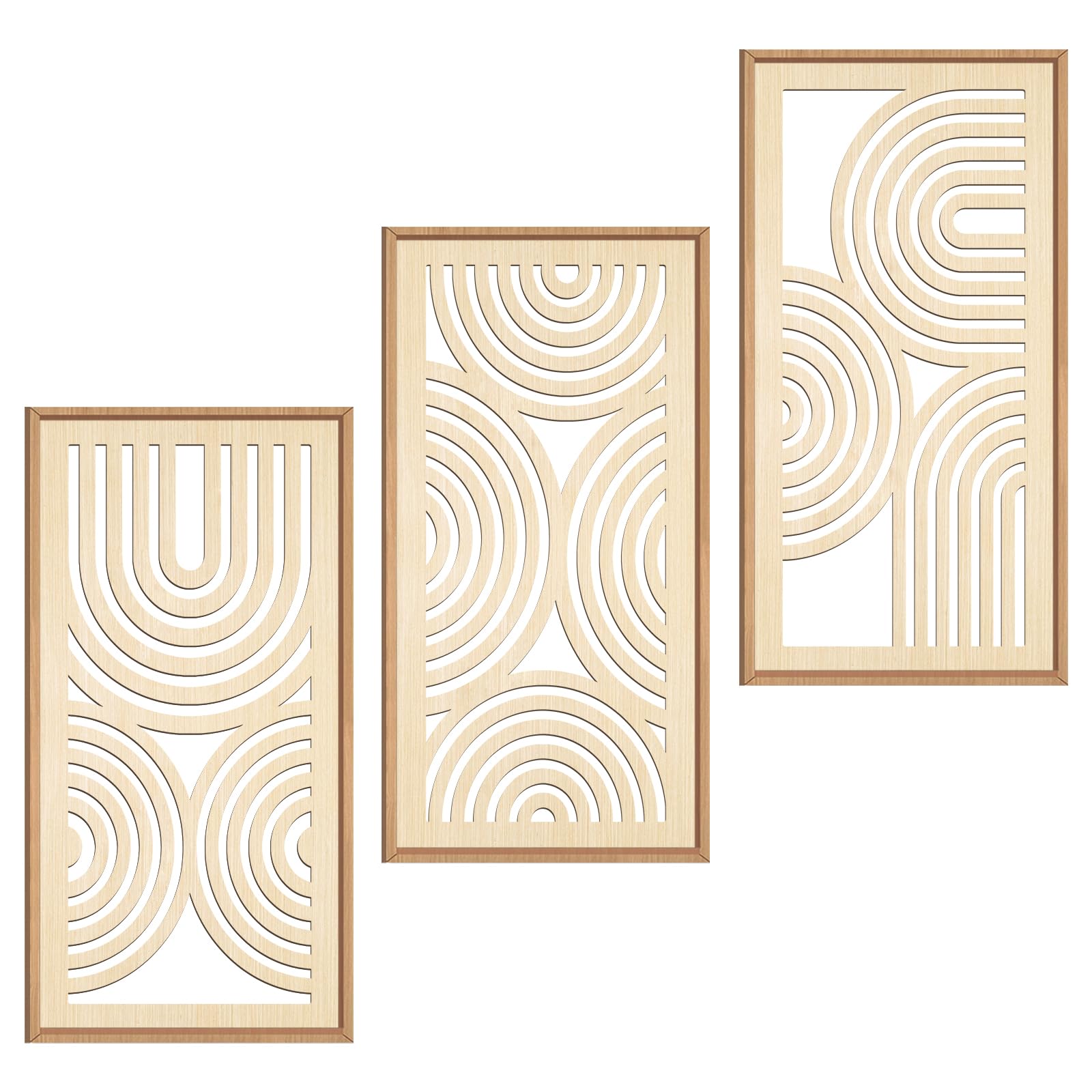 IARTTOP Abstract Mountain Wood Wall Art Large geometric Forest Pine Trees Wooden Wall Decor Boho Sun Nature Landscape Wall Decor for Bedroom Living Room Office-16 x32 Inch Set of 3