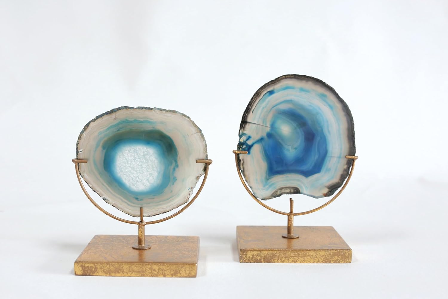 Creative Co-Op Decorative Agate Stone Slice on Metal Stand