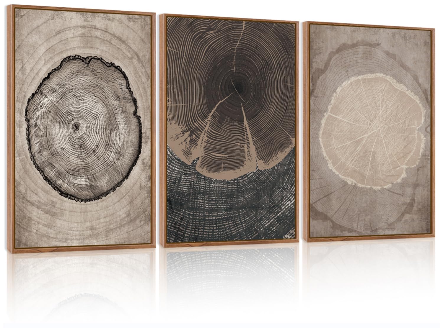CHDITB Mountain Framed Canvas Wall Art Set of 3, 24"x36" Country Woodcut Style Wall Decor, Forest Nature Wilderness Wall Painting, Large Modern Art Prints for Living Room, Bedroom, Farmhouse, Office