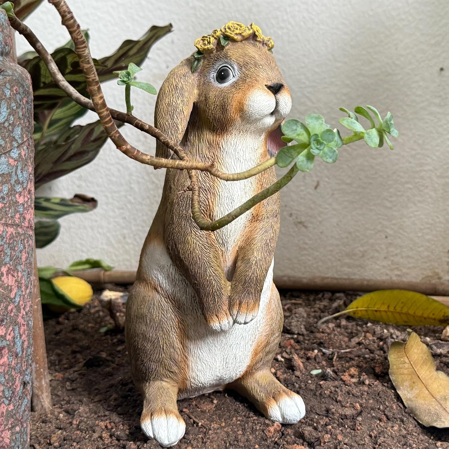 Bunny Garden Statue,Funny Rabbit Figurines Resin Animals Outdoor Statue Bunny Figurines for Yard Porch Patio, Easter Lawn Decorations Gifts for Grandma Mom Dad Women,11.2In