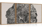 CHDITB Mountain Framed Canvas Wall Art Set of 3, 24"x36" Country Woodcut Style Wall Decor, Forest Nature Wilderness Wall Painting, Large Modern Art Prints for Living Room, Bedroom, Farmhouse, Office