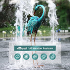 Chisheen Large Metal Blue Heron Crane Garden Statues Bird Decoy Lawn Ornaments for Backyard Pond Patio Porch Outdoor Decor