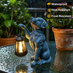YODY Garden Statues Outdoor Garden Decor: Dog Statue with Solar Lantern for Yard Art Lawn Ornaments Porch Patio Balcony Home House - Birthday Gifts for Grandma Mom Women