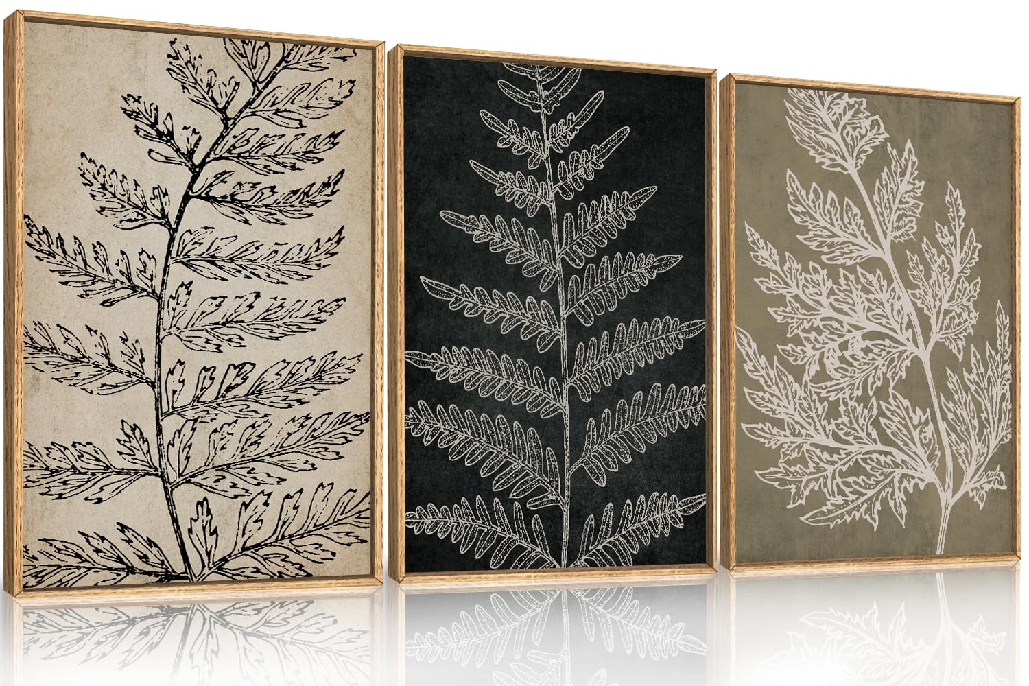 KAIRNE Woodcut Style Mountain Framed Canvas Wall Art Set,Wooden Pine Tree Wall Decor,Vintage Forest Landscape Art Prints,Nature Sunrise Artwork for Living Room,Bedroom,Farmhouse,Office-16 x24 x3