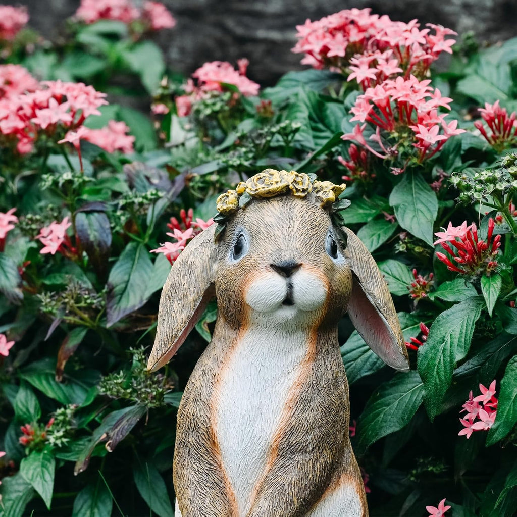 Bunny Garden Statue,Funny Rabbit Figurines Resin Animals Outdoor Statue Bunny Figurines for Yard Porch Patio, Easter Lawn Decorations Gifts for Grandma Mom Dad Women,11.2In