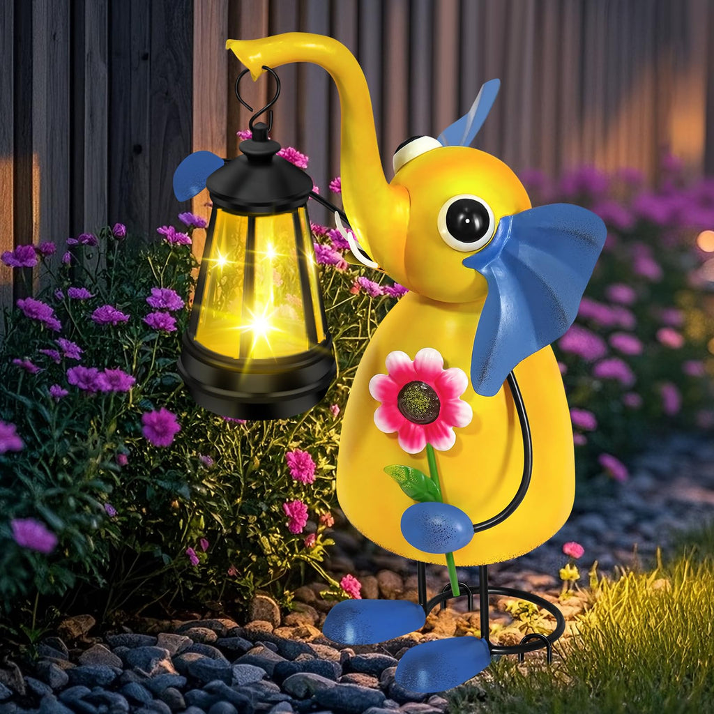 Solar Garden Lights Frog Statue with Solar Lantern Lights,13.78in Tall Frog Decor Fairy Accessories,Birthday Gifts for Women Mom Grandma,Big Metal Decorative Stakes for Home decor,Patio,Porch,Yard Art