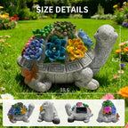Solar Garden Outdoor Statues Turtle with Succulent and 7 LED Lights -Waterproof Animal Lawn Decor Statue for Patio, Balcony, Yard Ornament for Mom Grandma Women