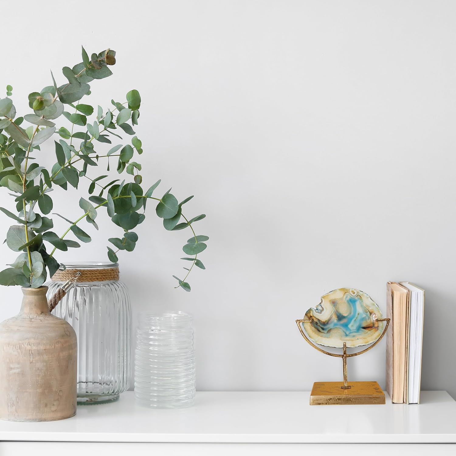 Creative Co-Op Decorative Agate Stone Slice on Metal Stand