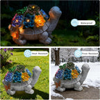 Solar Garden Outdoor Statues Turtle with Succulent and 7 LED Lights -Waterproof Animal Lawn Decor Statue for Patio, Balcony, Yard Ornament for Mom Grandma Women