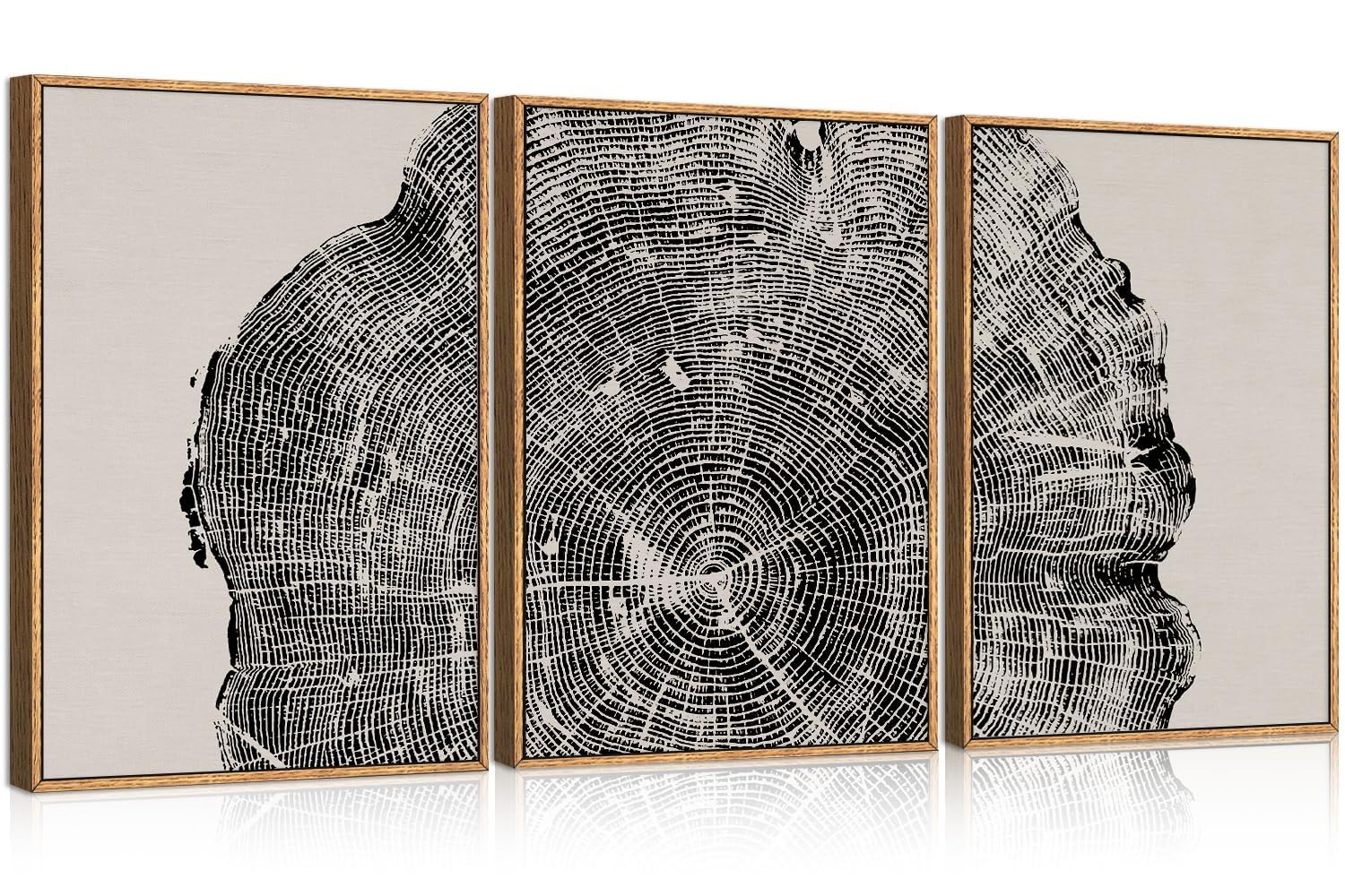 CHDITB Mountain Framed Canvas Wall Art Set of 3, 24"x36" Country Woodcut Style Wall Decor, Forest Nature Wilderness Wall Painting, Large Modern Art Prints for Living Room, Bedroom, Farmhouse, Office