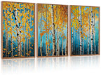 LHIUEM Vintage Woodcut Mountain Framed Canvas Wall Art,Forest Pine Tree Boho Wall Decor,Wilderness Sunset Landscape Artwork for Living Room,Bedroom,Dining Room,Office -16"x24"x3