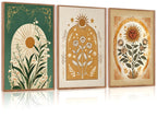 CHDITB Mountain Framed Canvas Wall Art Set of 3, 24"x36" Country Woodcut Style Wall Decor, Forest Nature Wilderness Wall Painting, Large Modern Art Prints for Living Room, Bedroom, Farmhouse, Office