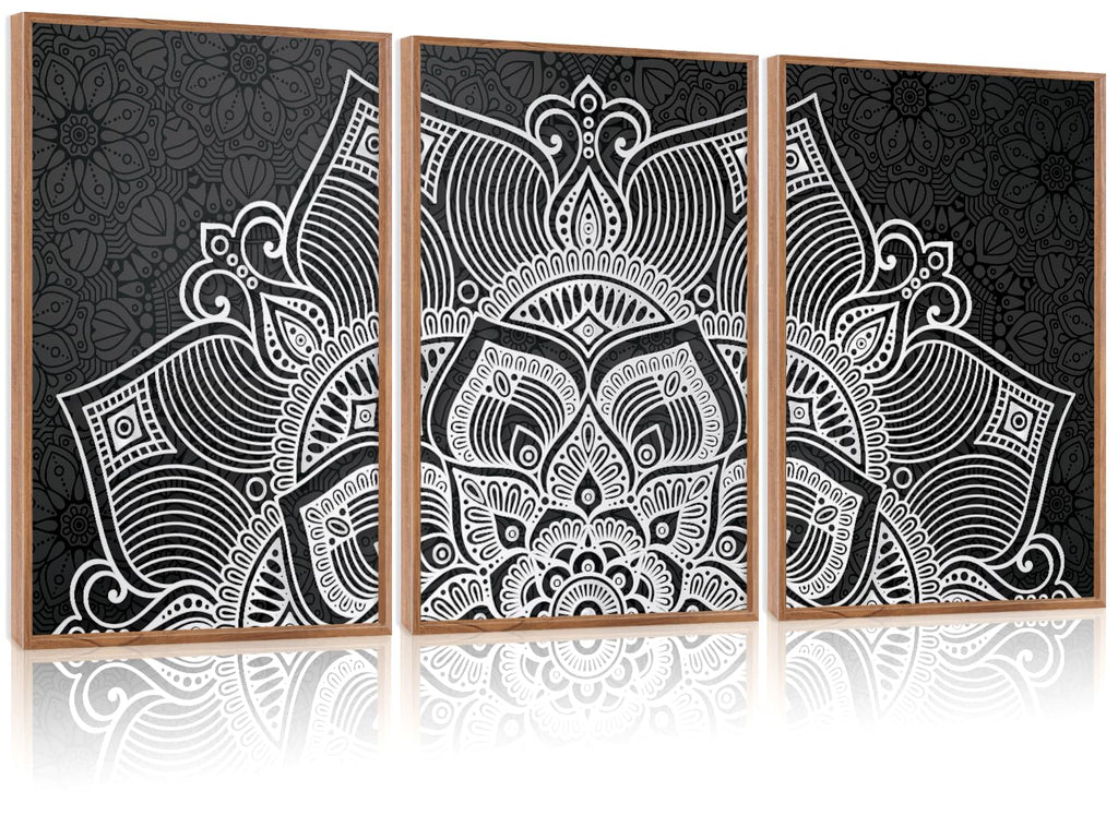 CHDITB Mountain Framed Canvas Wall Art Set of 3, 24"x36" Country Woodcut Style Wall Decor, Forest Nature Wilderness Wall Painting, Large Modern Art Prints for Living Room, Bedroom, Farmhouse, Office