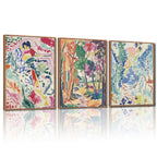 CHDITB Mountain Framed Canvas Wall Art Set of 3, 24"x36" Country Woodcut Style Wall Decor, Forest Nature Wilderness Wall Painting, Large Modern Art Prints for Living Room, Bedroom, Farmhouse, Office