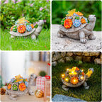 YDKOJGW Solar Garden Outdoor Statues with Succulent and 7 LED Lights - Lawn Decor Tortoise Statue for Patio, Balcony, Yard Ornament - Unique Housewarming Gifts (Gray Turtle)