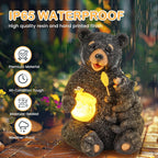 GIGALUMI Solar Garden Statues Bears 9", Loving Black Bear Decor, Yard Decorations Outdoor, Bear Figurine Lights for Outside, Garden Decor Unique Birthday Housewarming Gifts for Women, Mom