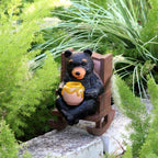 Sheaifun Solar Garden Statues Black Bear Decor Resin Bear Statues Outdoor with Solar Light Animal Figurine for Outside Yard Lawn and Patio Decorations Gardening Gifts for Women 3.5x5.5x6.25 Inch