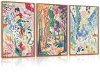 CHDITB Mountain Framed Canvas Wall Art Set of 3, 24"x36" Country Woodcut Style Wall Decor, Forest Nature Wilderness Wall Painting, Large Modern Art Prints for Living Room, Bedroom, Farmhouse, Office