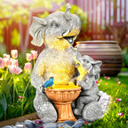 GIGALUMI Solar Garden Statues Bears 9", Loving Black Bear Decor, Yard Decorations Outdoor, Bear Figurine Lights for Outside, Garden Decor Unique Birthday Housewarming Gifts for Women, Mom