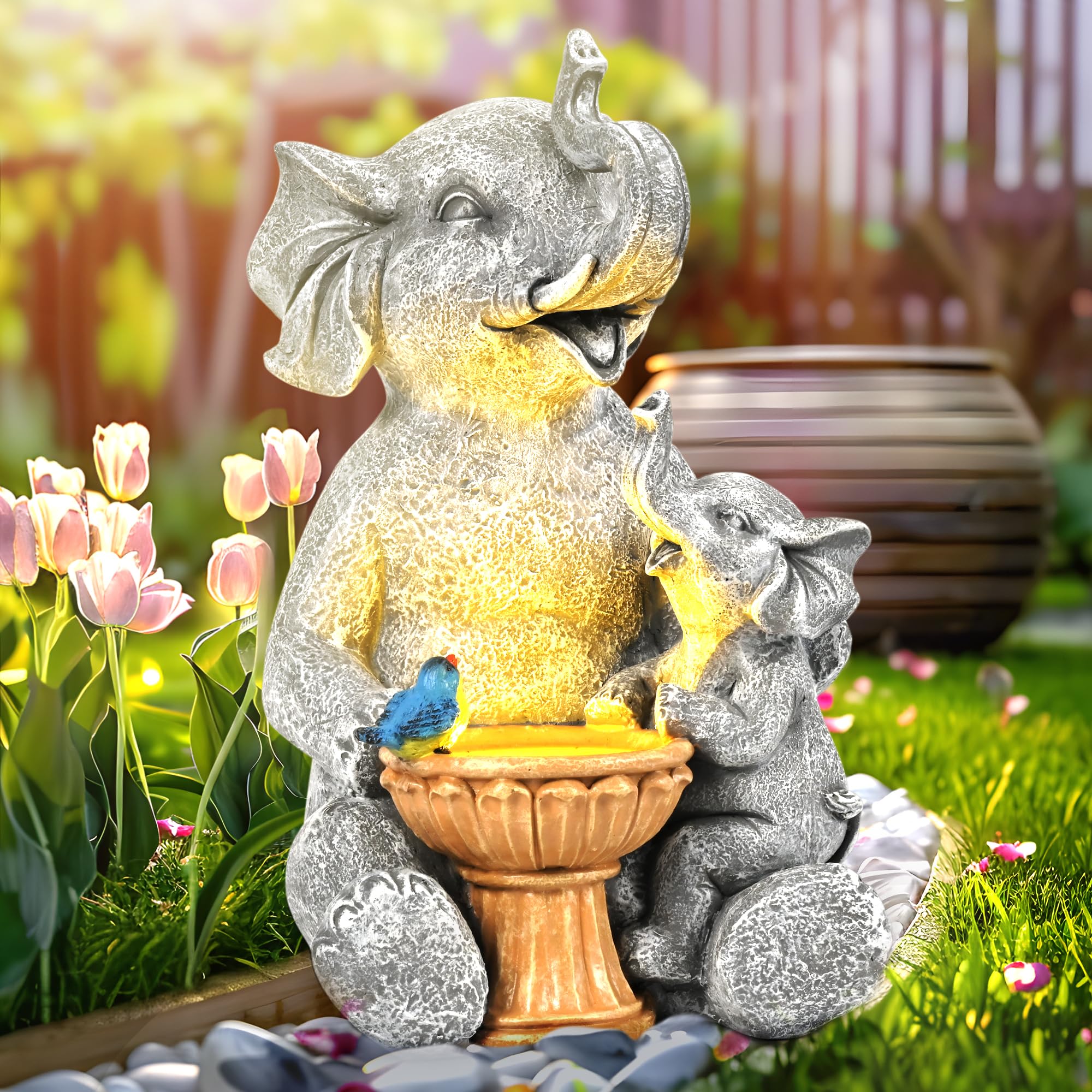 GIGALUMI Solar Garden Statues Bears 9", Loving Black Bear Decor, Yard Decorations Outdoor, Bear Figurine Lights for Outside, Garden Decor Unique Birthday Housewarming Gifts for Women, Mom