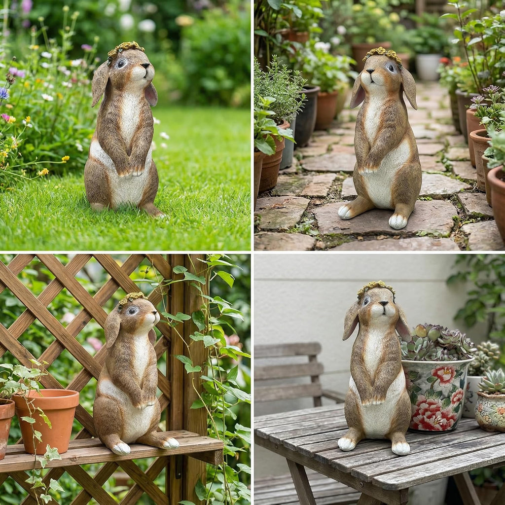 Bunny Garden Statue,Funny Rabbit Figurines Resin Animals Outdoor Statue Bunny Figurines for Yard Porch Patio, Easter Lawn Decorations Gifts for Grandma Mom Dad Women,11.2In