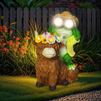 Solar Garden Lights Frog Statue with Solar Lantern Lights,13.78in Tall Frog Decor Fairy Accessories,Birthday Gifts for Women Mom Grandma,Big Metal Decorative Stakes for Home decor,Patio,Porch,Yard Art