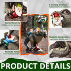 SOWSUN Garden Gnomes Statues Yard Decorations Outdoor Garden Decor, 14” Dinosaur Gnomes Garden Statues, Patio, Lawn Ornament, Gardening Gifts for Women for Housewarming